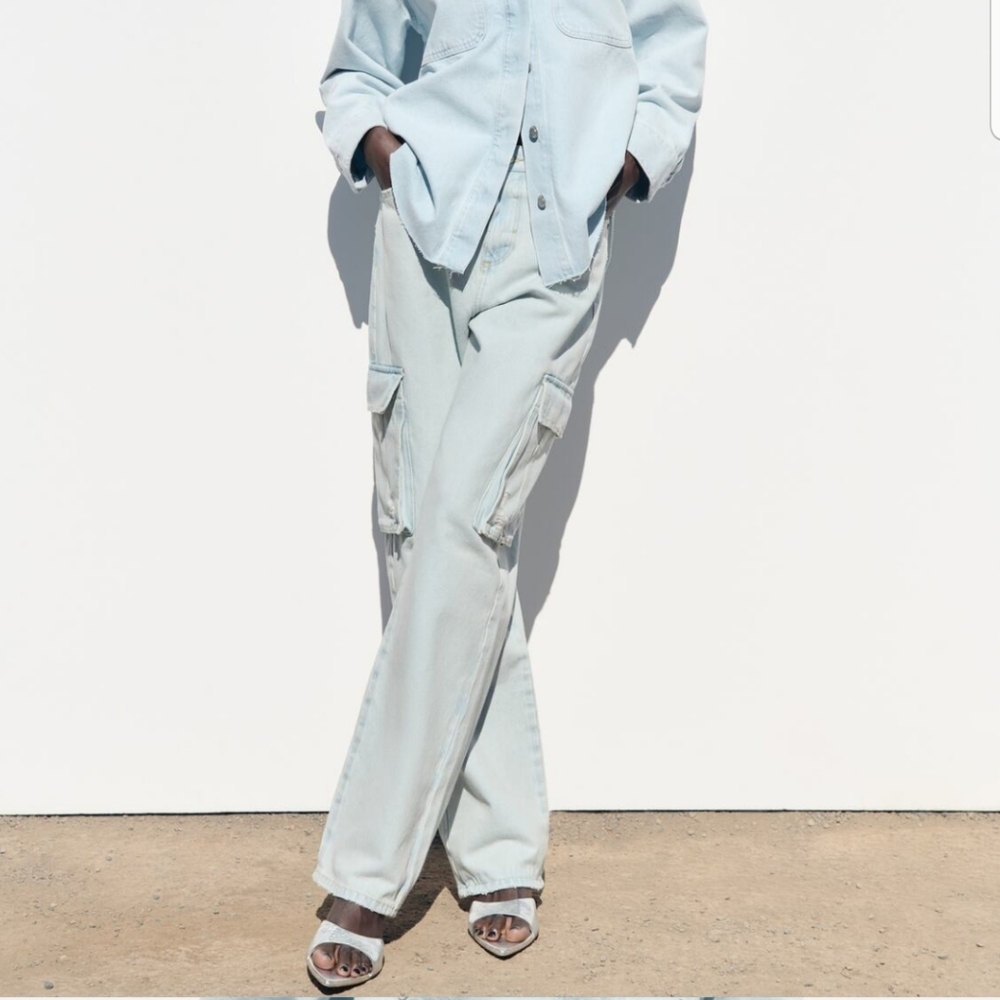 ZARA CARGO DENIM PANTS.
